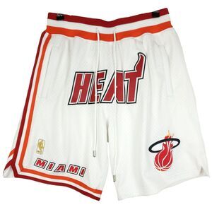Just Don Miami Heat Mitchell & Ness‎ NBA Medium Jersey Shorts White Red New